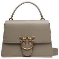 τσάντα pinko love top handle classic ai 23-24 pltt 100066 a0f1 beige i68q φυσικό δέρμα/grain leather
