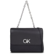 τσάντα calvin klein re-lock double gusett bag_jcq k60k611877 black jacquard mono 0gk απομίμηση δέρμα