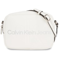 τσάντα calvin klein jeans sculpted camera bag18 mono k60k610275 white/silver logo 0li απομίμηση δέρμ