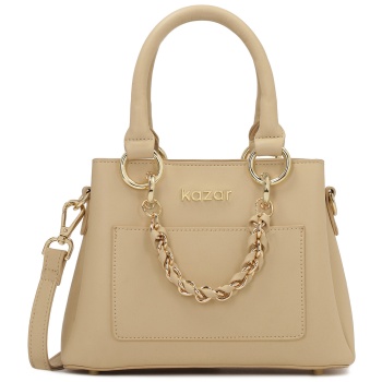 τσάντα kazar rosanne s 85349-01-b3 beige φυσικό δέρμα/grain