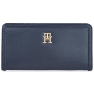 μεγάλο πορτοφόλι γυναικείο tommy hilfiger th monotype large slim wallet aw0aw16210 space blue dw6 απ