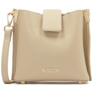 τσάντα kazar prunella s 85031-01-03 beige φυσικό δέρμα/grain leather