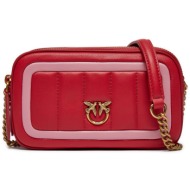 τσάντα pinko camera case pe 24 pltt 102810 a1f1 rosso/rosa rn4q φυσικό δέρμα - grain leather