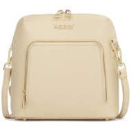 τσάντα kazar carin 55742-01-03 beige φυσικό δέρμα/grain leather