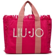 τσάντα liu jo shopping logo stamp va4203 t0300 deep pink 82143 υφασμα/-ύφασμα