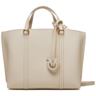 τσάντα pinko carrie shopper classic pe 24 pltt 102833 a1lf white z14q φυσικό δέρμα/grain leather