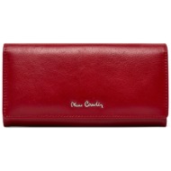 μεγάλο πορτοφόλι γυναικείο pierre cardin 06 italy 102 red φυσικό δέρμα/grain leather