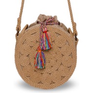 τσάντα bohonomad bohobag bohobag-06 beige ύφασμα - ύφασμα