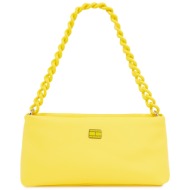 τσάντα tommy jeans tjw city-wide shoulder bag aw0aw15937 warm yellow zfm απομίμηση δέρματος/-απομίμη