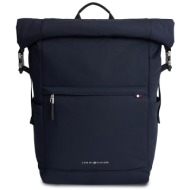 σακίδιο tommy hilfiger th signature rolltop backpack am0am12221 space blue dw6 υφασμα/-ύφασμα