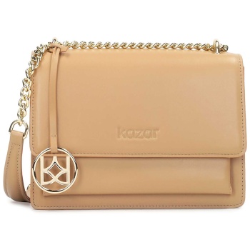 τσάντα kazar maisy 62271-01-73 beige φυσικό δέρμα/grain