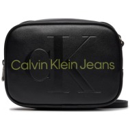 τσάντα calvin klein jeans sculpted camera bag18 mono k60k610275 black/dark juniper 0gx απομίμηση δέρ