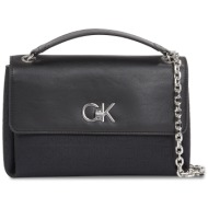 τσάντα calvin klein re-lock conv shoulder bag_jcq k60k611755 black jacquard mono 0gk απομίμηση δέρμα