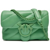 τσάντα pinko love puff mini cl pe 24 pltt 100039 a1jo green t36b φυσικό δέρμα - grain leather