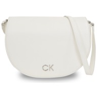 τσάντα calvin klein ck daily saddle bag pebble k60k611679 bright white yaf απομίμηση δέρματος/-απομί