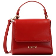 τσάντα kazar kristena 87148-09-04 red φυσικό δέρμα/grain leather