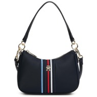 τσάντα tommy hilfiger poppy shoulder bag corp aw0aw16780 space blue dw6 υφασμα/-ύφασμα