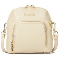 τσάντα kazar carin s 82446-01-03 beige φυσικό δέρμα/grain leather