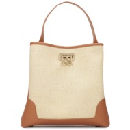 τσάντα kazar laurie 86130-27-27 beige / brown φυσικό δέρμα/grain leather