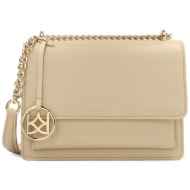 τσάντα kazar maisy 62271-01-b3 beige φυσικό δέρμα/grain leather