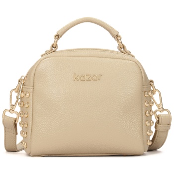 τσάντα kazar nasira s 84808-01-03 beige φυσικό δέρμα/grain