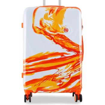 μεγάλη βαλίτσα semi line t5655-3 πορτοκαλί υλικό - abs