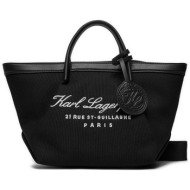τσάντα karl lagerfeld 241w3006 μαύρο φυσικό δέρμα/grain leather