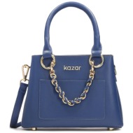 τσάντα kazar rosanne s 85349-01-10 blue φυσικό δέρμα/grain leather