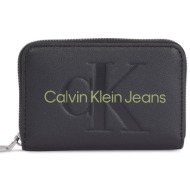 μικρό πορτοφόλι γυναικείο calvin klein jeans sculpted med zip around mono k60k607229 black/dark juni