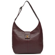 τσάντα creole s10612 μπορντό φυσικό δέρμα/grain leather