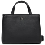 τσάντα tommy hilfiger th essential sc satchel aw0aw15721 black bds απομίμηση δέρματος/-απομίμηση δέρ