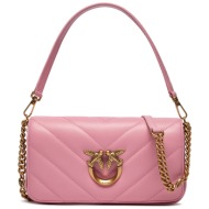 τσάντα pinko love click baguette mini pe 24 pltt 100068 a136 ροζ φυσικό δέρμα/grain leather