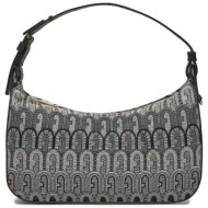 τσάντα furla flow s shoulder bag 25 wb01053-a.0459-g1000-1007 γκρι φυσικό δέρμα - grain leather