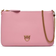 τσάντα pinko flast classic pe 24 pcpl 100455 a0f1 ροζ φυσικό δέρμα/grain leather