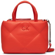 τσάντα calvin klein re-lock quilt tote mini k60k611340 πορτοκαλί απομίμηση δέρματος/-απομίμηση δέρμα