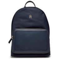 σακίδιο tommy hilfiger th essential s backpack aw0aw15718 σκούρο μπλε ύφασμα - ύφασμα