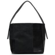 τσάντα calvin klein texture block medium shopper k60k611658 μαύρο απομίμηση δέρματος/-απομίμηση δέρμ