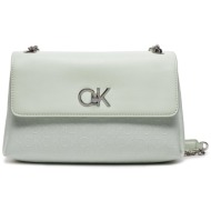 τσάντα calvin klein re-lock k60k611755 πράσινο ύφασμα - ύφασμα