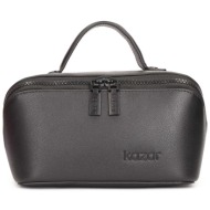 τσαντάκι καλλυντικών kazar netuno s 78486-01-n0 μαύρο φυσικό δέρμα - grain leather