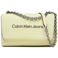 τσάντα calvin klein jeans sculpted ew flap conv25 mono k60k607198 κίτρινο απομίμηση δέρματος/-απομίμ