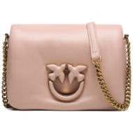τσάντα pinko love click baby puff ai 23-24 pltt 101584 a10f ροζ φυσικό δέρμα/grain leather