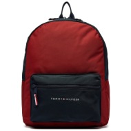 σακίδιο tommy hilfiger essential colorblock backpack au0au01917 κόκκινο ύφασμα - ύφασμα