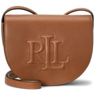 τσάντα lauren ralph lauren 431950130001 καφέ φυσικό δέρμα/grain leather