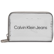μεγάλο πορτοφόλι γυναικείο calvin klein jeans sculpted med zip around mono s k60k611863 ασημί απομίμ