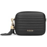 τσάντα kazar billie 55866-01-n0 μαύρο φυσικό δέρμα - grain leather
