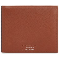 μεγάλο πορτοφόλι ανδρικό tommy hilfiger th prem leather flap & coin am0am12189 καφέ φυσικό δέρμα - φ
