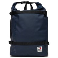 σακίδιο tommy jeans tjm daily + rolltop backpack am0am12120 σκούρο μπλε απομίμηση δέρματος/-απομίμησ