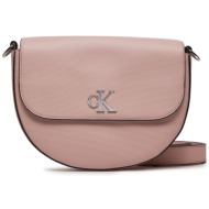 τσάντα calvin klein jeans minimal monogram saddle bag22 t k60k611961 ροζ ύφασμα - ύφασμα