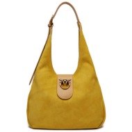 τσάντα pinko hobo mini pe 24 pltt 103275 a0yg κίτρινο φυσικό δέρμα - σουέτ