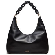 τσάντα tommy hilfiger soft leather hobo aw0aw16292 μαύρο φυσικό δέρμα/grain leather